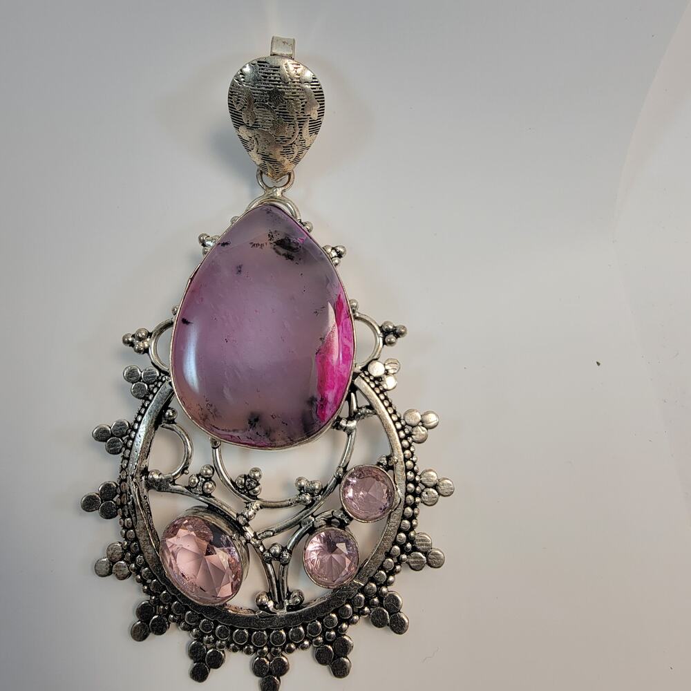 Necklace Pendants Handmade Jewelry Rose Quartz Sterling Silver Statement Pendant